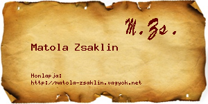 Matola Zsaklin névjegykártya